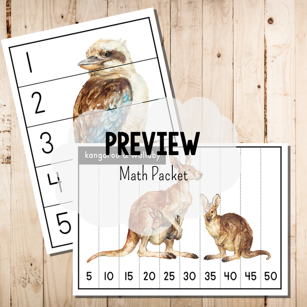 Oceania Australia Animals Math Packet