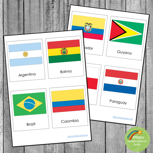 Montessori South America 3 Part Cards and Blackline Masters