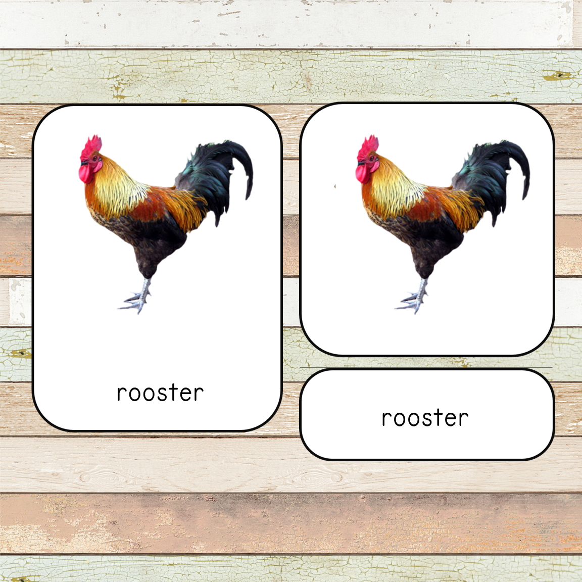 Montessori Down on the Farm Toob 3 Part Cards