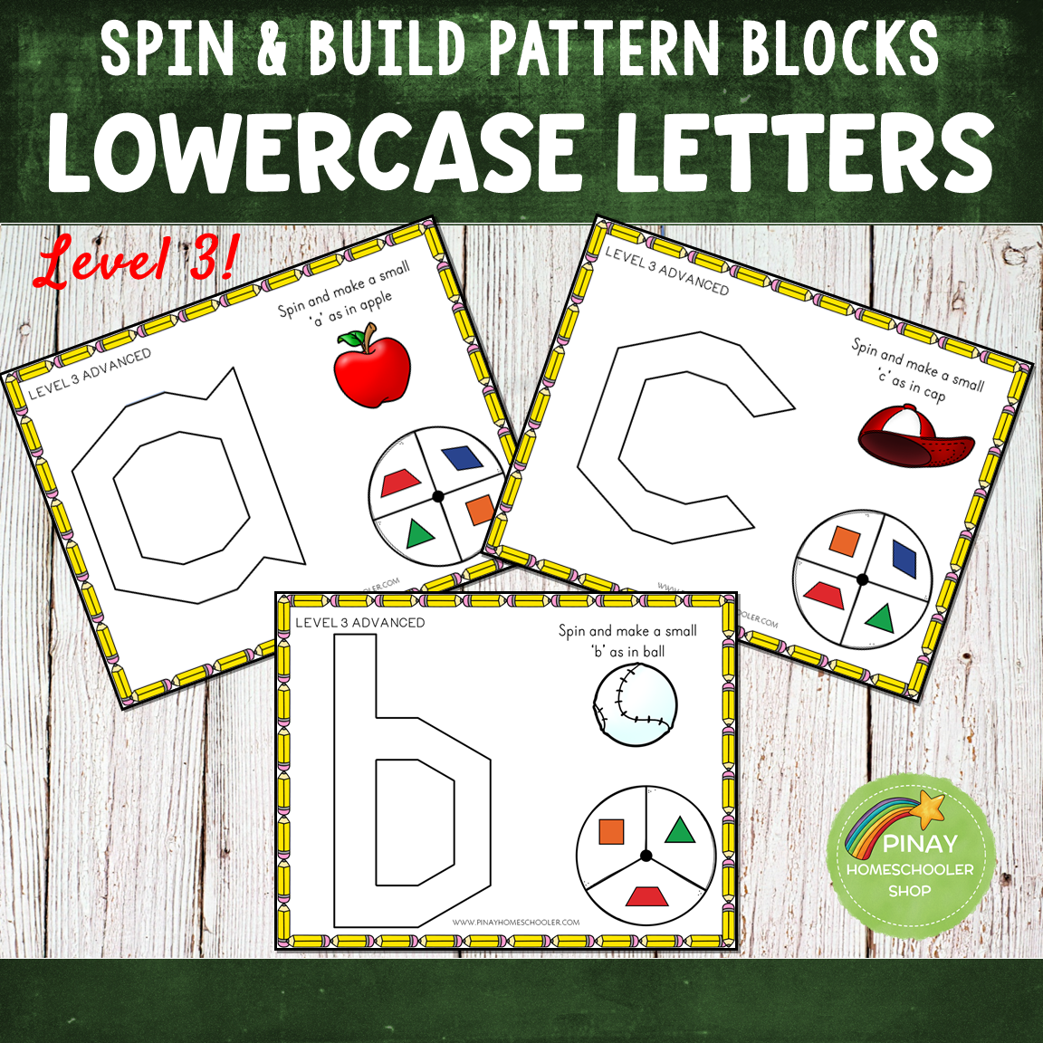 Lowercase Letters Pattern Blocks Spin and Build