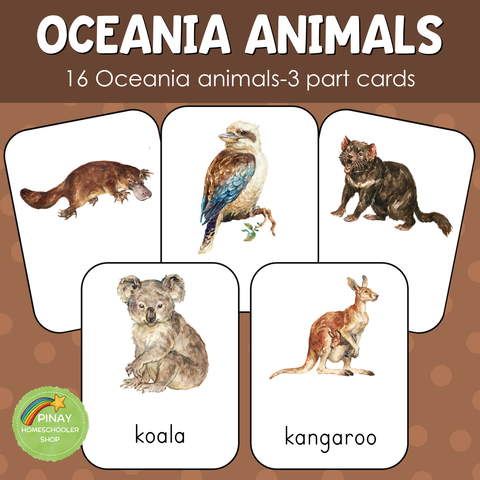 Oceania / Australia Animals Montessori 3 Part Cards