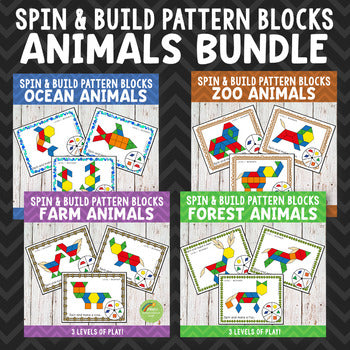 Animal Pattern Blocks Spin and Build BUNDLE