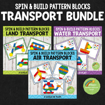 Transportation Pattern Blocks Spin and Build BUNDLE